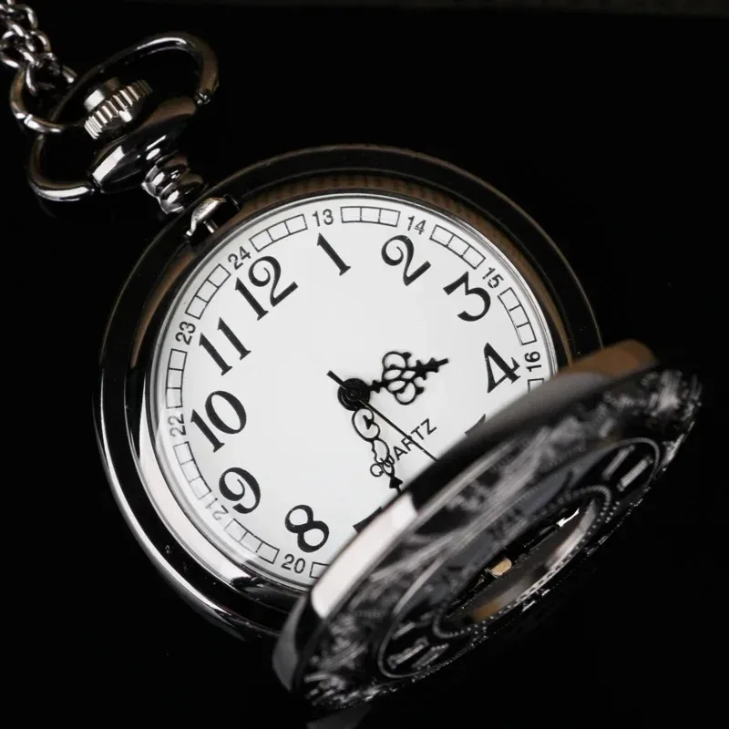 خمر الجوف الأسود الروماني سلسلة العددية ساعة كوارتز الرجال المرأة قلادة ساعة الجيب قلادة ساعة الهدايا