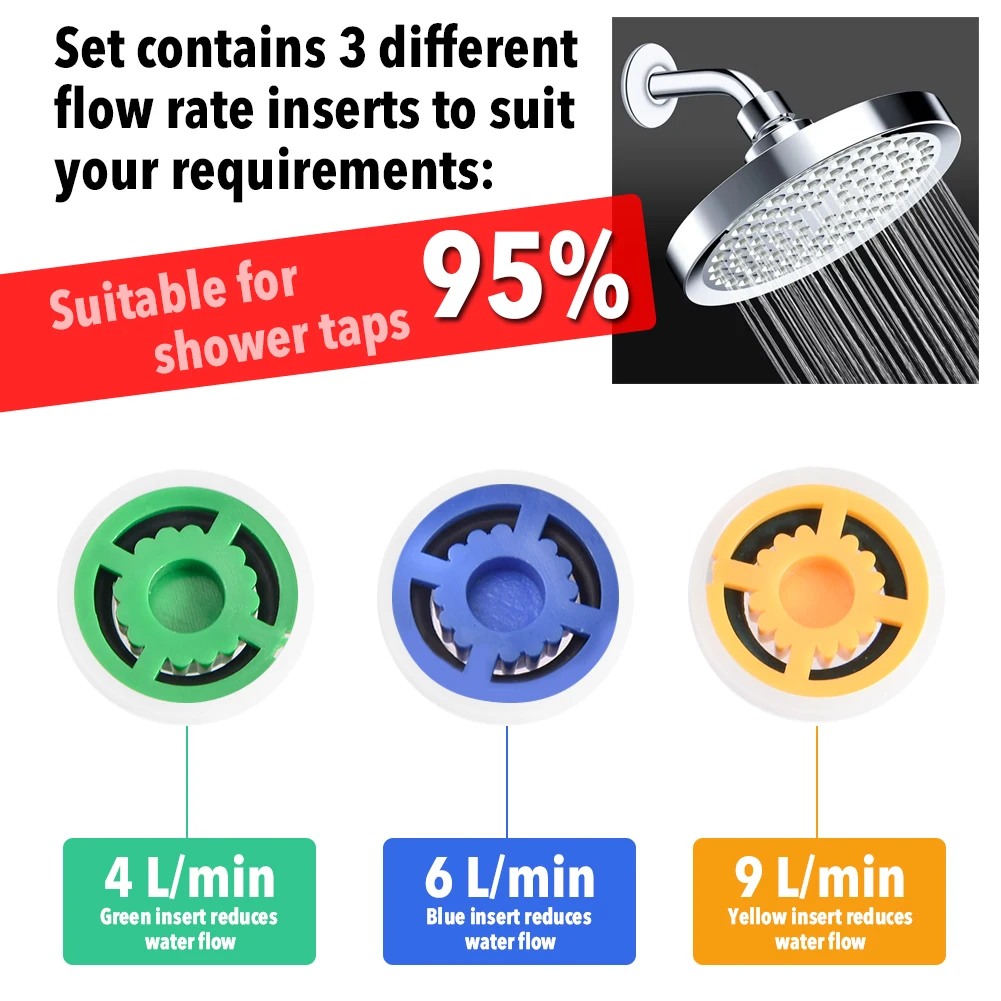 4PCS Shower Head Flow Control Valve Set Water Saver Device Flow Reducer Limiter For HA Spray Shower Up To 70% Water Saving