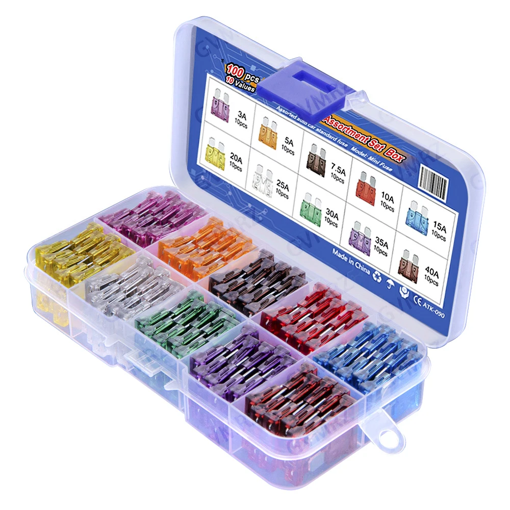 80PCS 3A 5A 7.5A 10A 15A 20A 25A  Medium Size Blades Type Car Fuse kit Assortment 30A 35A 40A Fuse Set Auto Car Truck