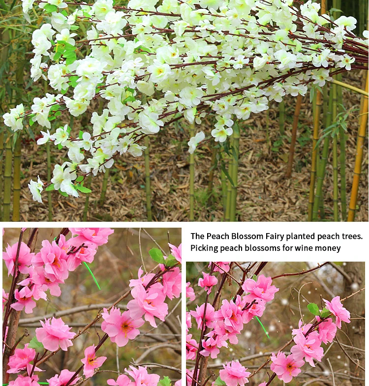 1/3/5 stücke Künstliche Pfirsichblüte Zweig Frühling Pflaume Kirschblüte Seidenblume Baum Dekoration Hause Hochzeit DIY Dekoration – Detail 12