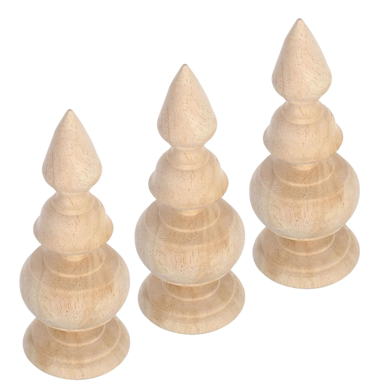 3 Pcs Wooden Stigma Curtain Rod Canopy Bed Finials Flagpole Toppers Unfinished Wood Finial Craft for Bed Posts Curtain Rods