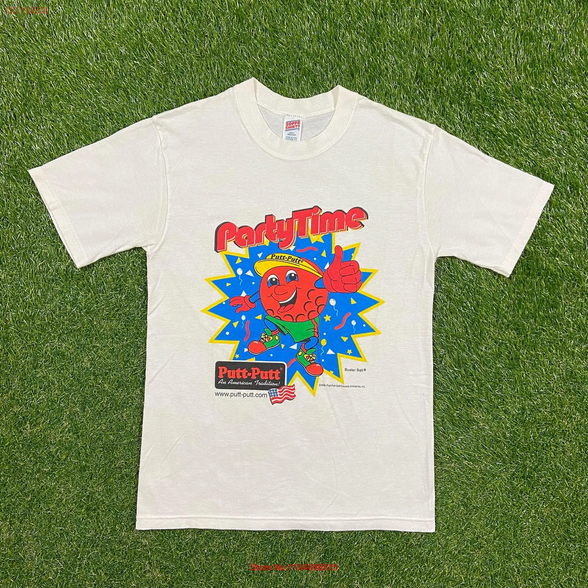 Винтажная футболка с надписью «Time Putt», Бастер, Американская традиция, футболка Soffe, Сделано в США, размер среднего размера M 1980s 80s
