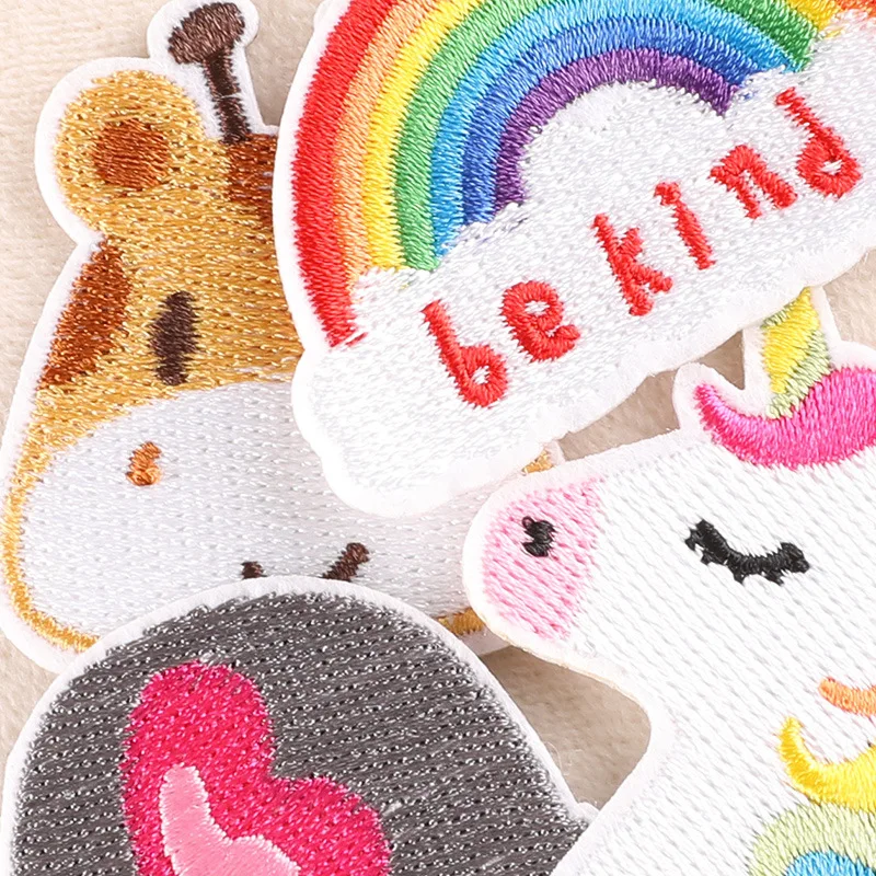 Rainbow Animal Sun Cute Cartoon Embroidered Accessories Badge Cloth Sticker Patch Sewing Iron-on Transfers for Clothing Bag Hat