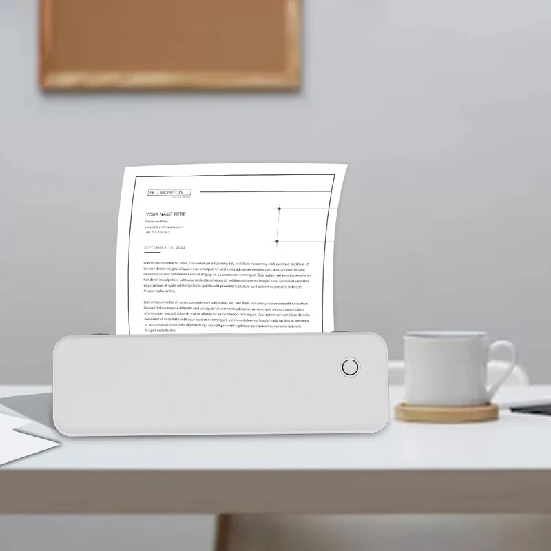 Bluetooth Wireless Thermal Printer A4 Portable Inkless Mini Sticker Label Printer for Home Office Study Compatible with Android