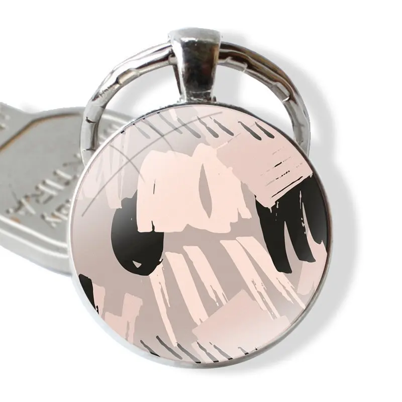 Keychain Glass Cabochon Metal Pendant Classic Men's Women's Keyring Blush Crush  art