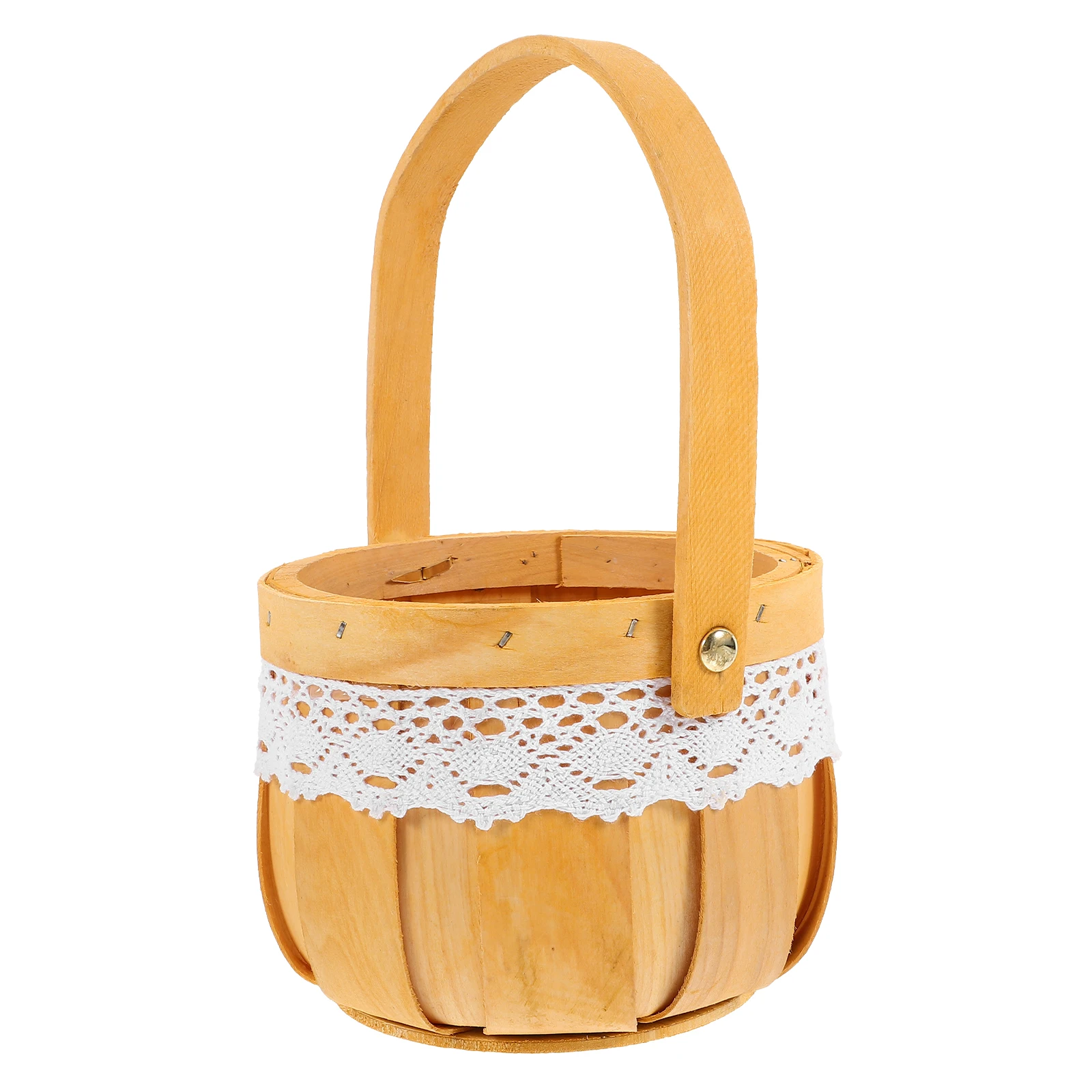 

Hand Woven Woodchip Basket Natural Lightweight Storage Container With Handle For Home Office Party Use Cotton Rope Wooden