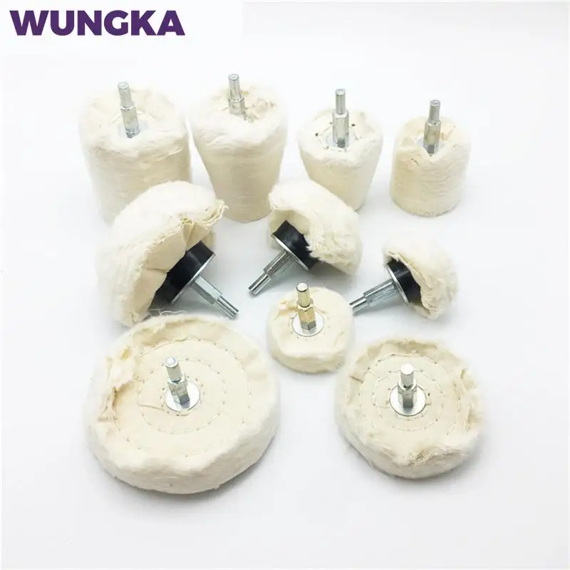 1 Pcs 6mm Shank Cotton Polishing Wheels Cloth Buffing Wheel Grinder for Jewelry Wood Metal Abrasive Tools Cone Brus