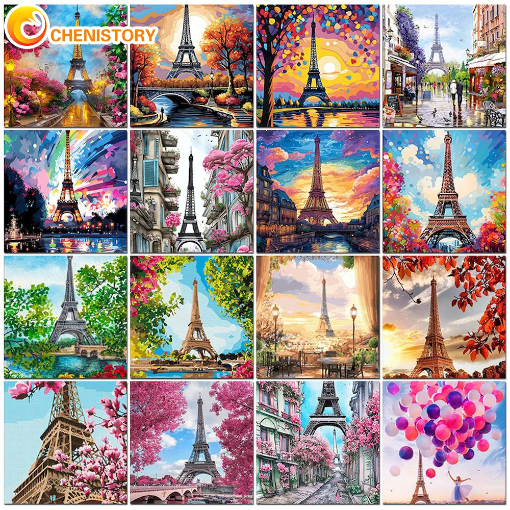 

CHENISTORY Acrylic Picture Paint By Numbers For Adults Tower Scenery Handicrafts Diy Ideas Drawing On Canvas For Home Decoration