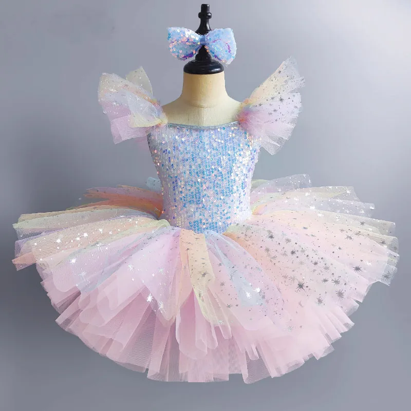 Kleinkind Pailletten Rosa Ballett Tutu Kleid Mädchen Jazz Dance Kostüme Kinder Ballerinas Tutu Outfits Kinder Ballsaal Tanz Kleidung