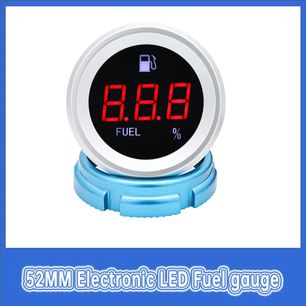 52mm Fuel Gauge Electronic LED Fuel Level Gauge Plastic Shell Car Gauge Motorcycle Fuel Sensor for Boat/car/truck