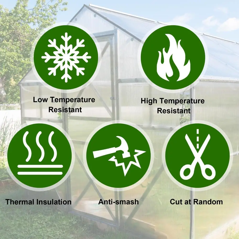 Панели для теплиц из поликарбоната с двумя стенками, 2 x 4 фута, набор из 14 водонепроницаемых защитных чехлов от ультрафиолета, открытый сад