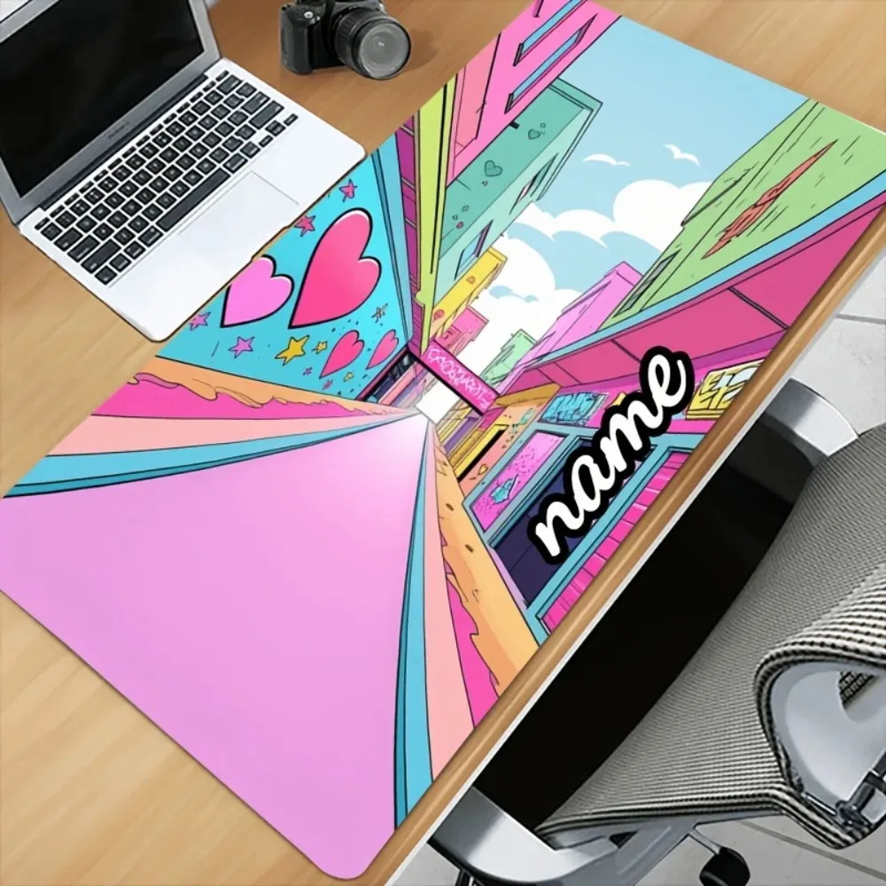 CIFbuy Cartoon City Graffiti Heart Star Desk Mat, Rubber Base Non‑Slip Large Pad for Desktop Home Decor Present