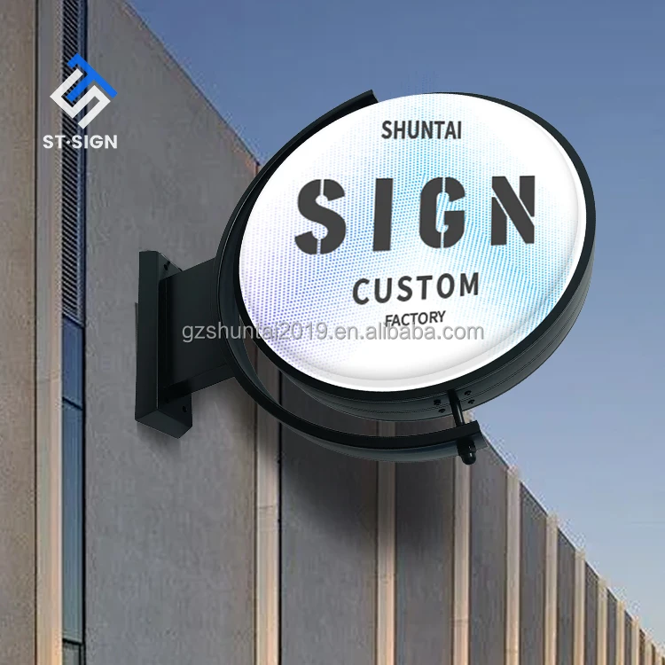 Custom Rotating Double-Sided LED Light Box Rectangle Outdoor Advertising Sign for Store & Restaurant Double Side Letter Sign