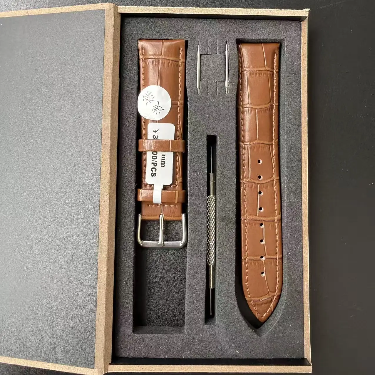 Hochwertiges Armband aus echtem Leder, Uhrenarmband 10/12/13/14/15/16/18/19/20, Uhrenband mit Stahlstiftschließe und Box – Detail 8