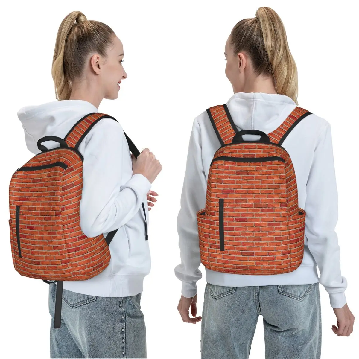 Red Brick Wall Backpack Daypack Large Capacity Kids BookBag School Bag Shoulder Bags for Men Women