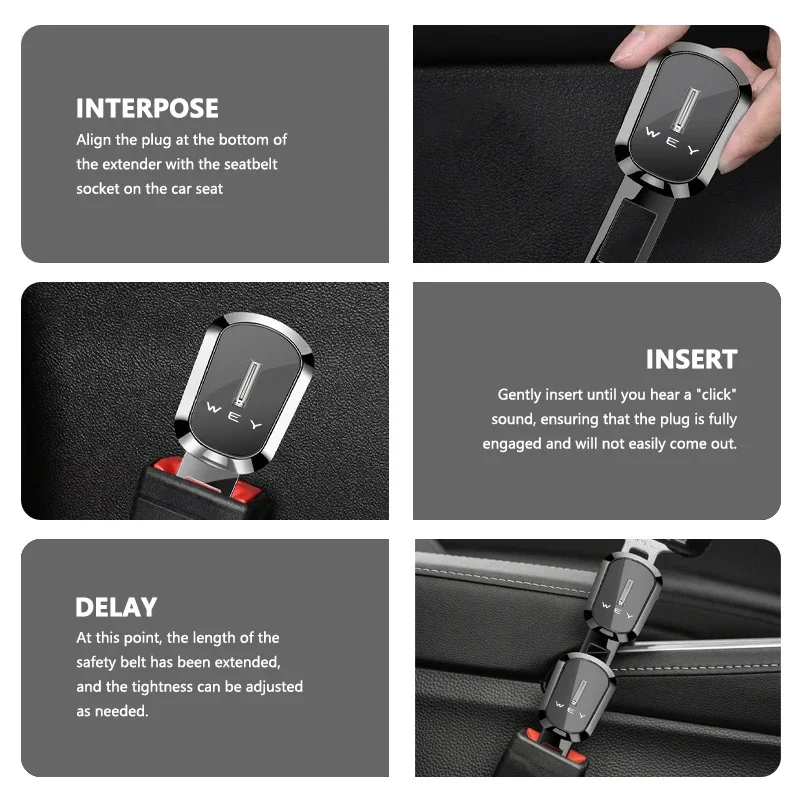For WEY Car Seat Belt Extend Alloy Fastener Safety Strap Buckle Extender Accessories Coffee 01 02 X S GT VV7 GT 2021-2022
