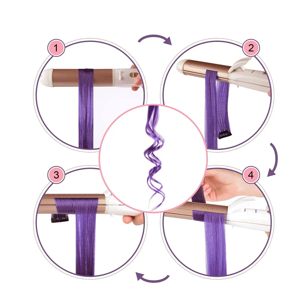 وصلات شعر بمشبك 6 قطعة/الحزمة يسلط الضوء على الحفلات الملونة 22 بوصة متعدد الألوان مستقيم الشعر الاصطناعية قطع الشعر الأرجواني 2026 #5