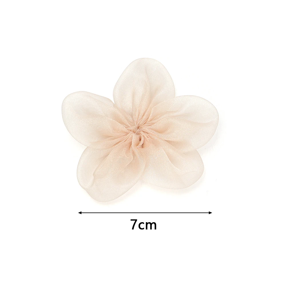 10pcs Colorful Flower Appliques Tulle five-petal Flowers  for  Clothes Sewing Patches  Handmade Headwear Hair Clips Accessories