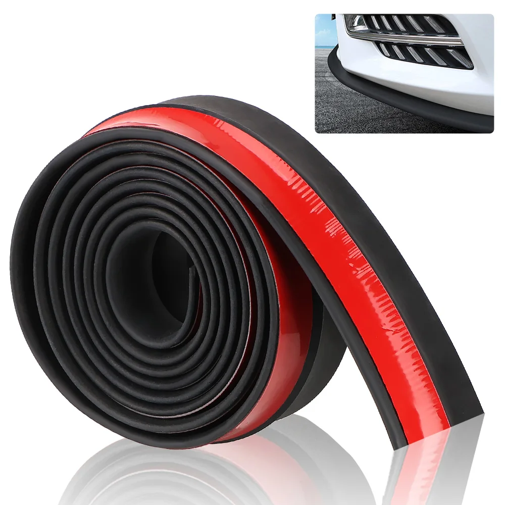 2.5M Car Lip Skirt Protector Exterior Mouldings Car Front Bumper Lip Universal 60mm Width Rubber Strip