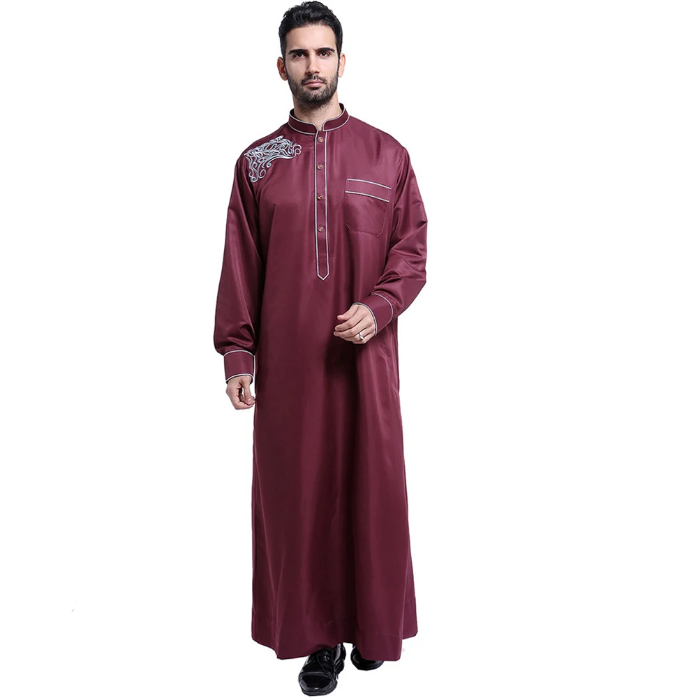 Dubai Saudi Mens Robe Thobe Muslim Dishdasha Thoub Islamic Abaya Eid Ramadan Arabic Kaftan Long Dress Jubba Clothing Middle East