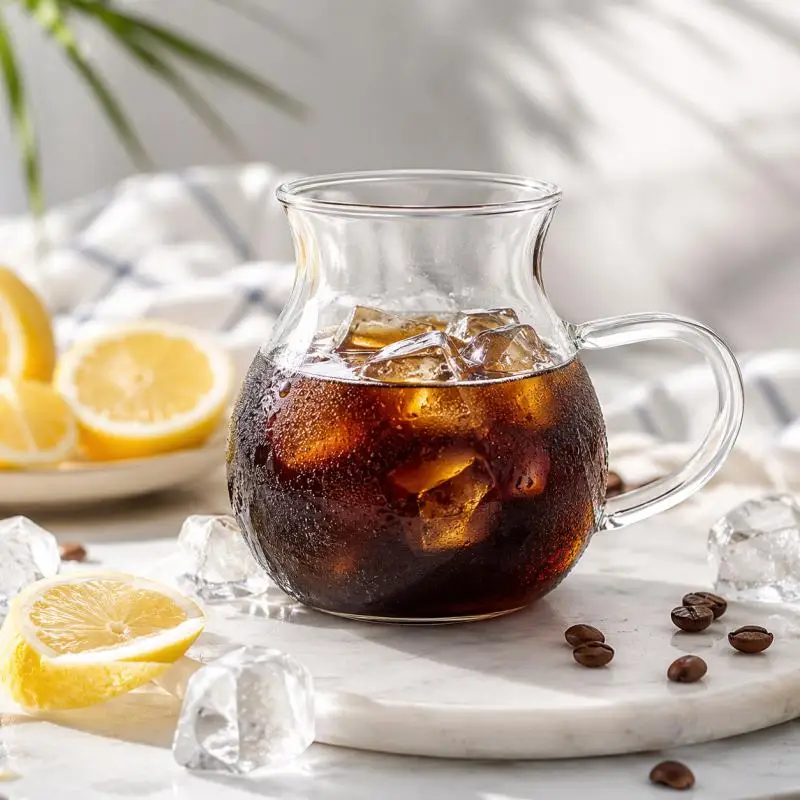6 Pack 220ml Transparent Heat Resistant Glass Mini Cold Brew Pitcher With Handle Single Serve Iced Americano Coffee Cup For Home
