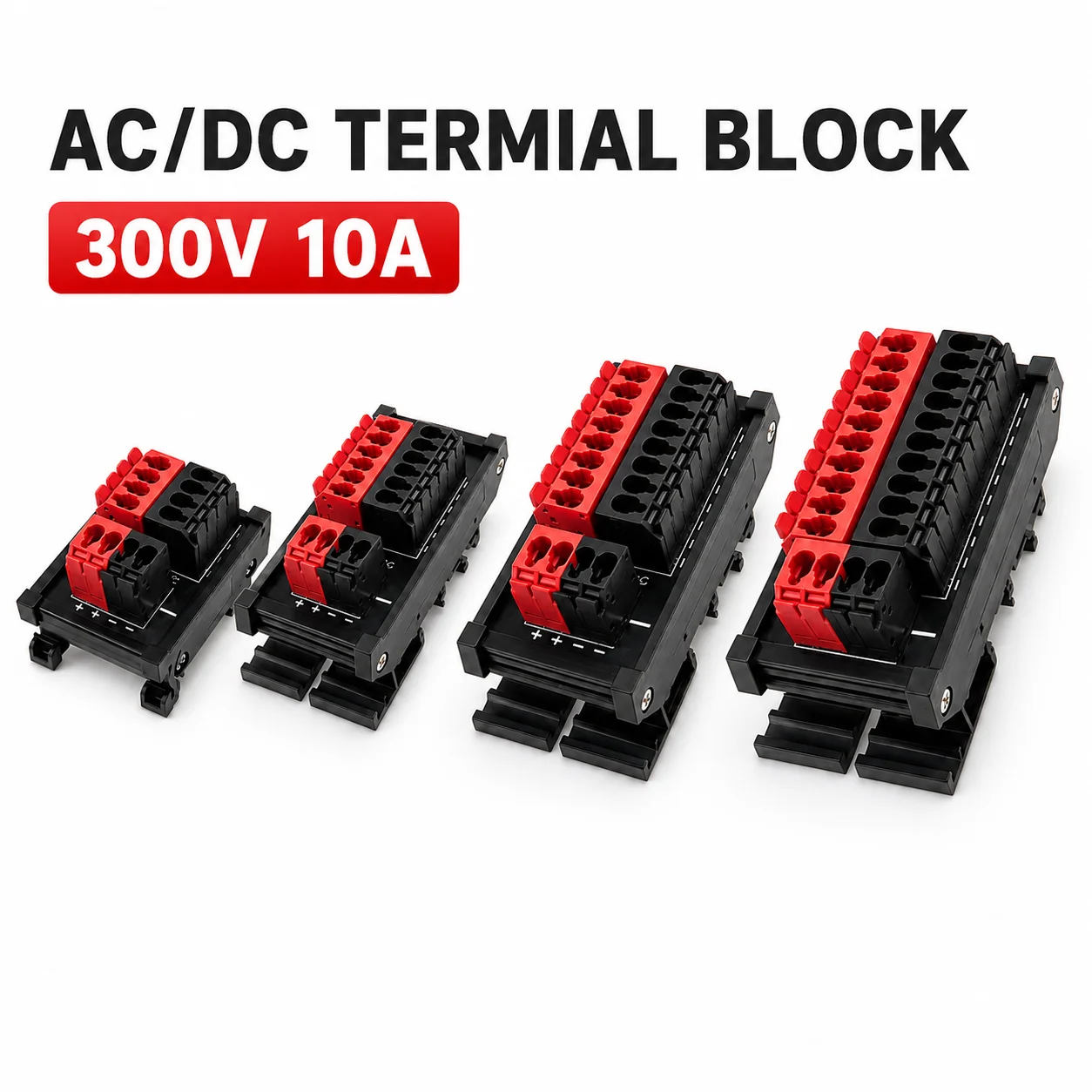 1 Input 4/6/8/10 Output Power Distribution terminal Block, AC or DC Common Busbar Terminal connector Splitter