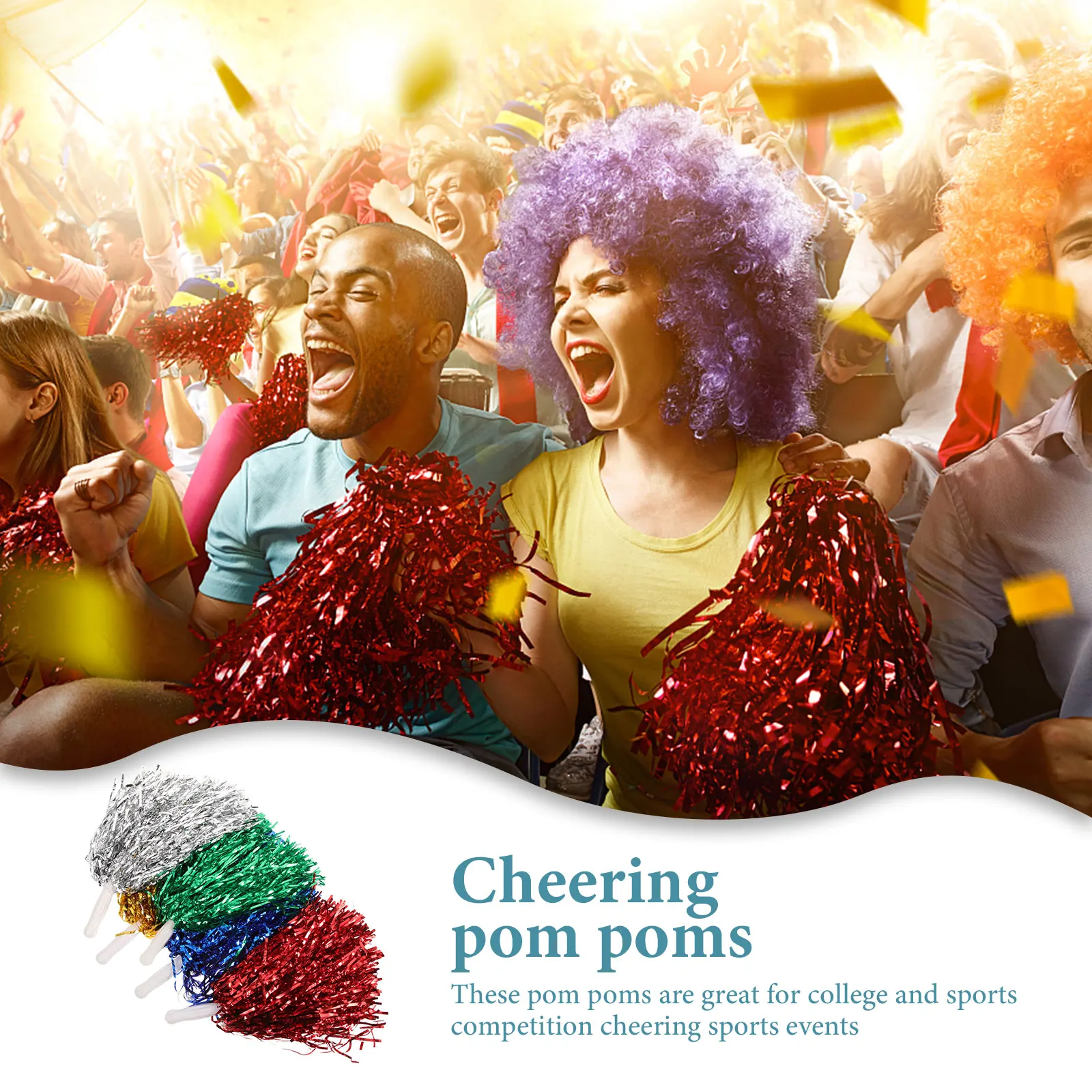 

10Pcs Cheerleading Poms Durable Reusable Pompoms Bright Colors Cheerleader Accessories For Competitions