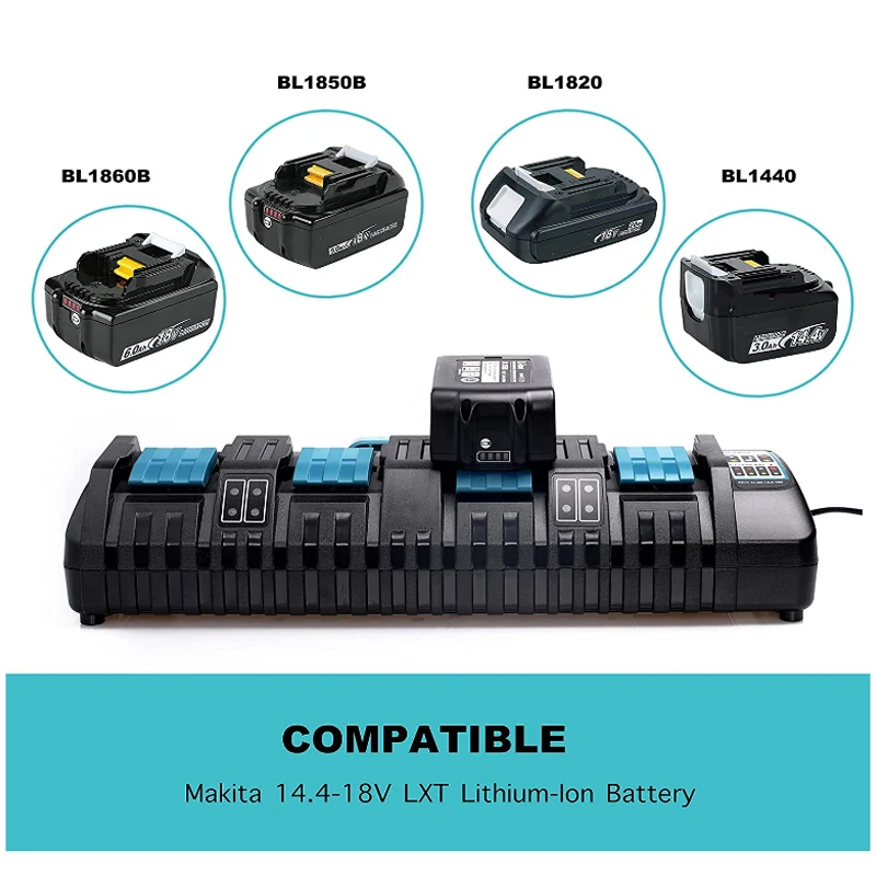 

DC18SF 4-Port 14.4V 18V 4X3A Li-Ion Battery Charger For Makita BL1820 BL1830 BL1850 BL1430 Power Tools