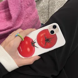 Korea Cute Tomato Pattern Silicone Soft Phone Case For IPhone 16 12 11 13 Mini 14 Pro XR X XS Max 7 8 Plus Protective Back Cover