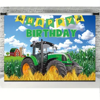 Dekorace na narozeninovou oslavu s farmářským tématem, farmářský traktor, vlajka, dekorace na pozadí, dekorace místa konání, dekorace na pozadí, látka 8 nejlepší prodej narozeninové dekorace s traktorem - №8