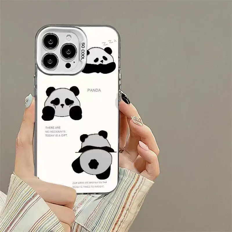 

Luxury Fashion Cute Funny Panda Phone Case For IPhone 16 15 14 13 12 11 Pro Max X XR XSMAX 8 7 Plus Matte Shockproof Back Cover