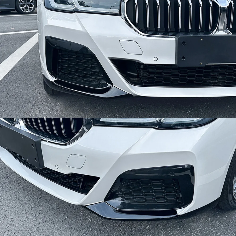 غطاء زاوية المصد الأمامي لسيارات BMW 5 Series G30 G31 LCI M Sport 2021 + ملحقات المصد الجانبي للمصد الرياضي باللون الأسود اللامع #5