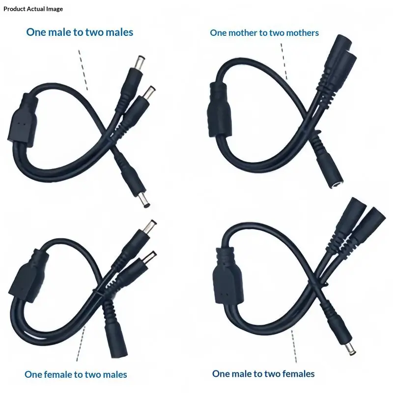 5.5x2.5mm DC Power Splitter Cable 1 to 2 High Current Adapter Cord for Home Router Surveillance System