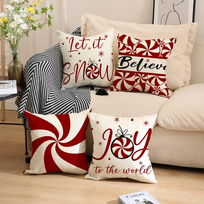 

Christmas Trees Snowflake Throw Pillow Covers Set of 4, 45x45cm Winter Holiday Cushion Case Decoration for Sofa Bed Couch