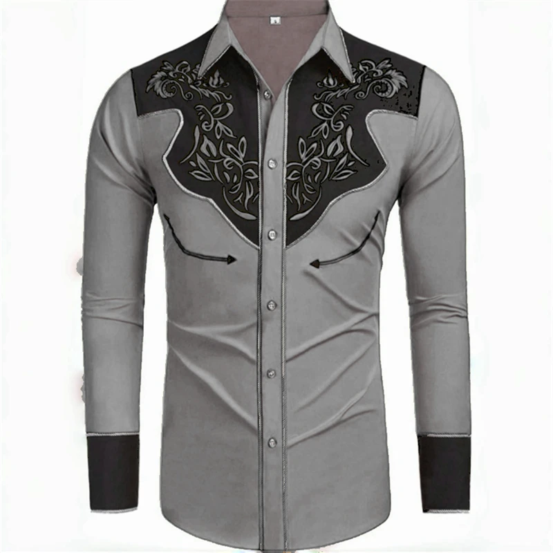 20 -color men\'s shirt long -sleeved shirt retro western denim big size loose cardigan long -sleeved casual shirt soft fabric