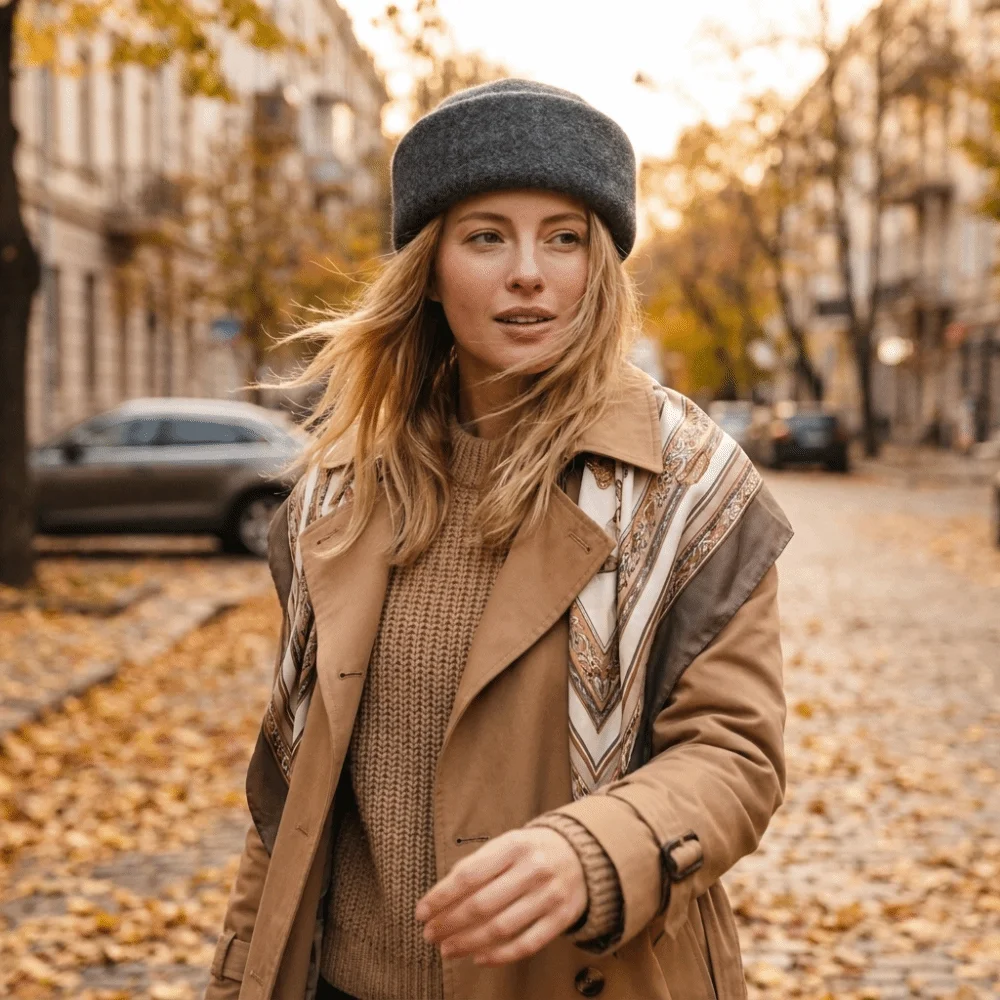 Fashion Structured Knitted Pillbox Hat Non-slip Windproof Painter Hat Warm Polyester Beret Great for Photos