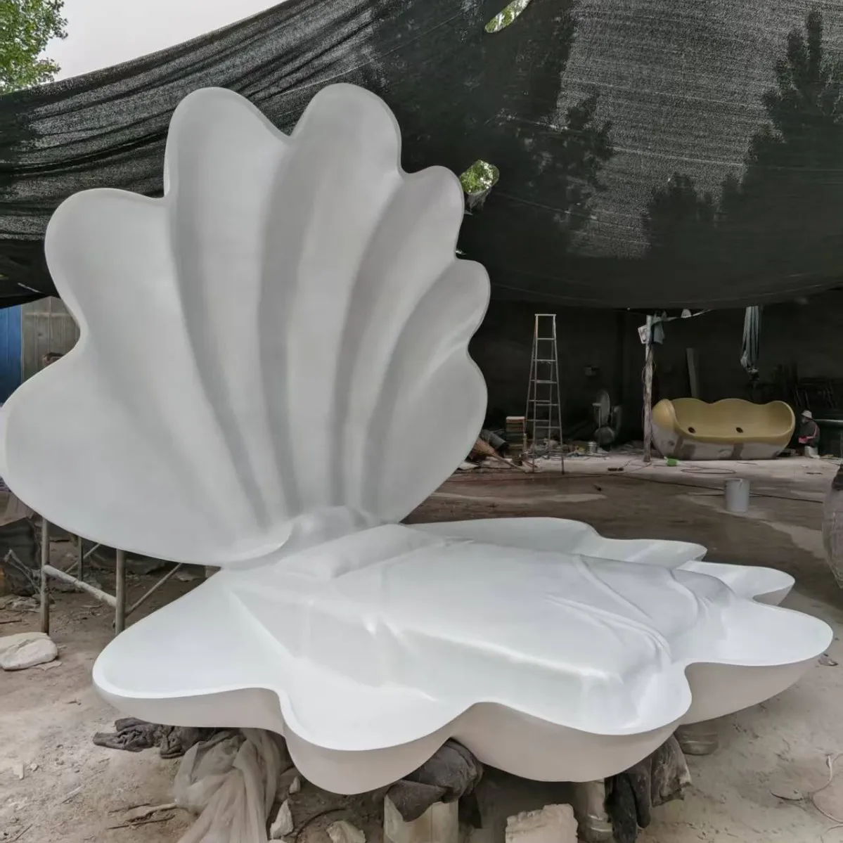 FRP Pearl Scallop Model Sculpture Ocean Theme Wedding Background Large Shell Outdoor Decoration Ornament