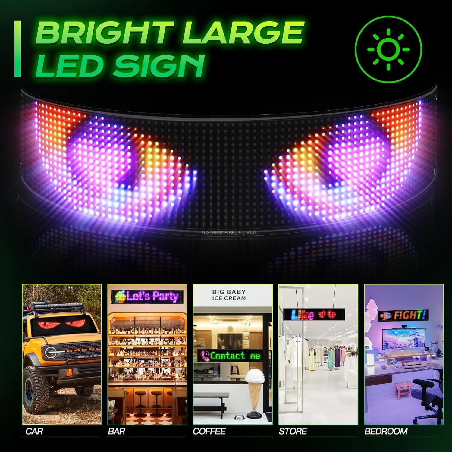 Devil Eyes Luce LED Display LED a scorrimento digitale flessibile Controllo APP Bluetooth Modello di testo personalizzato Animazione Segnale LED per auto