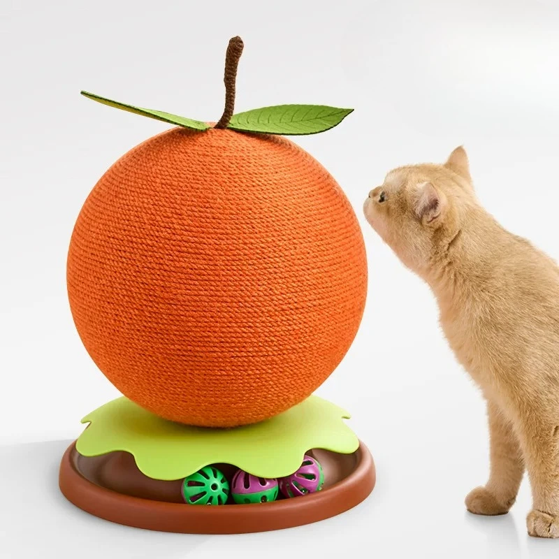 

Big orange cat scratching board imitation fruit cat scratching ball scratching resistant turntable bell ball cat boredom