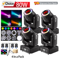 4PCS 80W DMX512 Pattern 360° Moving Head Lights Professional DJ Disco Light Wedding Club Festival Audience Ambient Dance Lamp