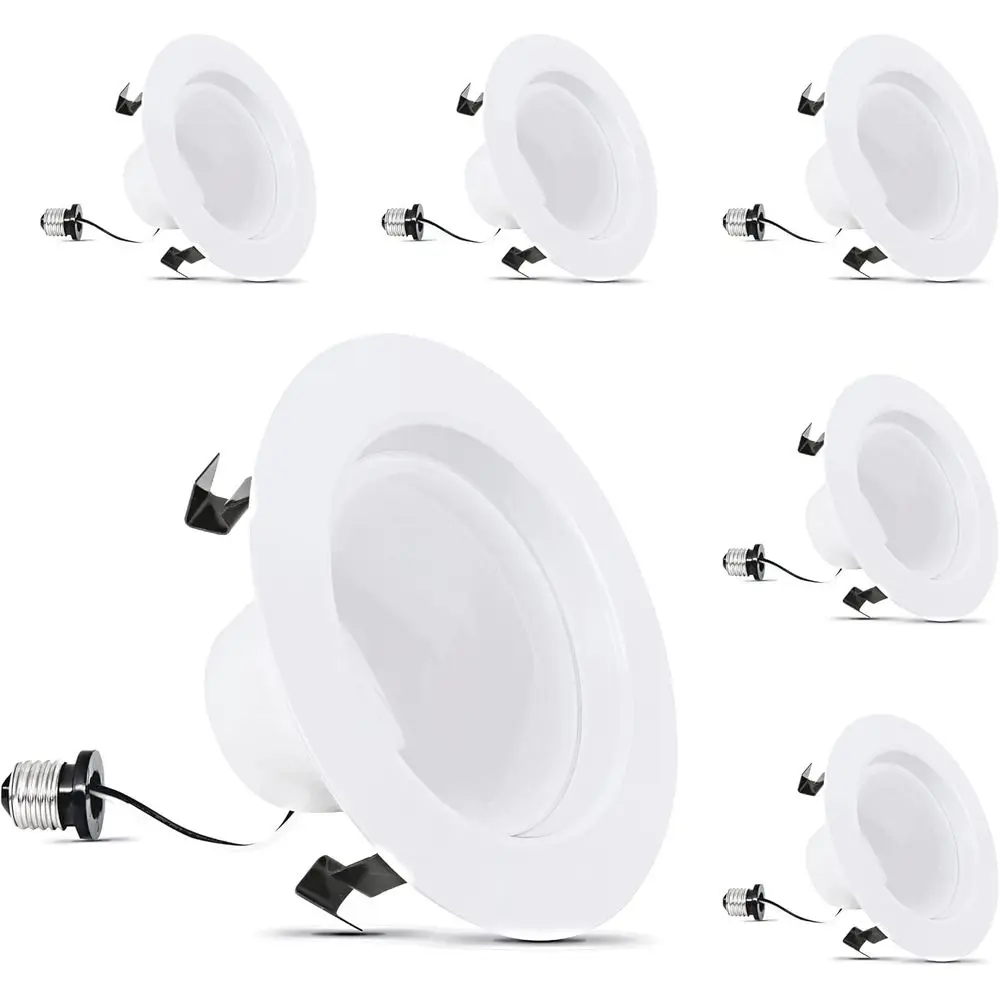 

4 Inch LED Reced Lighting Retroit Downlight - Pre-Mounted Trim - Stand Base Adapter - 2700K Sot White - Dimmable- 75W Equivalent