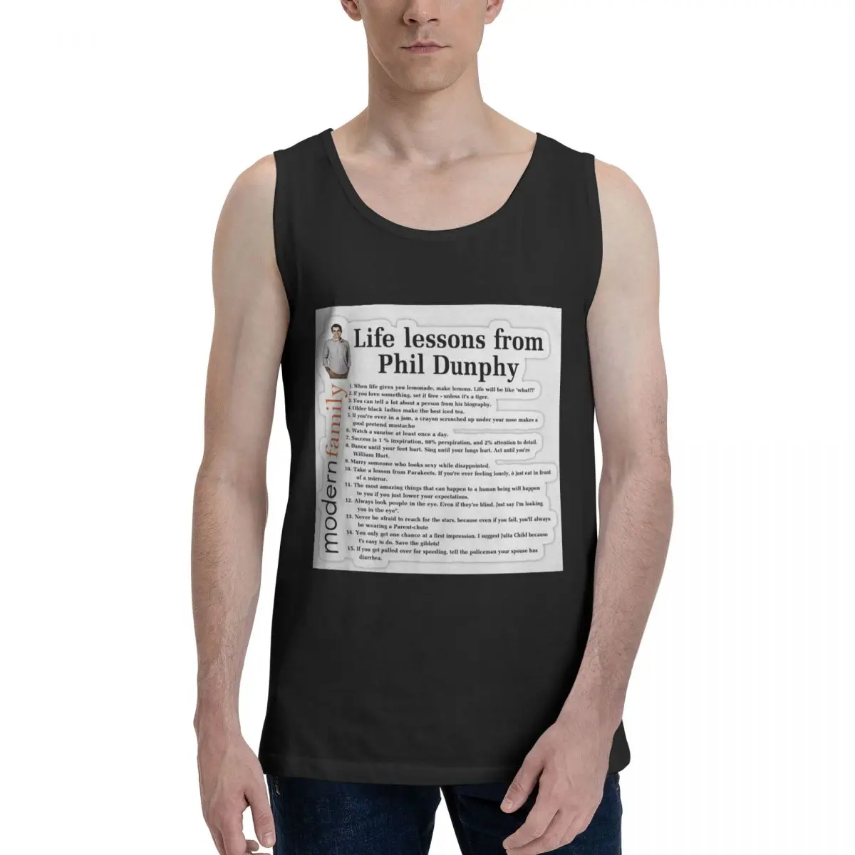 Life Lessons Phil Dunphy 100% Cotton Men's Sweatshirt Vest Sleeveless Clothing Tees Men Tank Tops T-shirt
