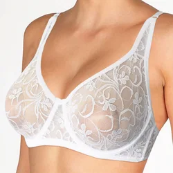 Reggiseni bralette in pizzo da donna con ferretto Lingerie sexy Reggiseno trasparente Intimo femminile Top Reggiseno taglie forti ABCD DD Cup