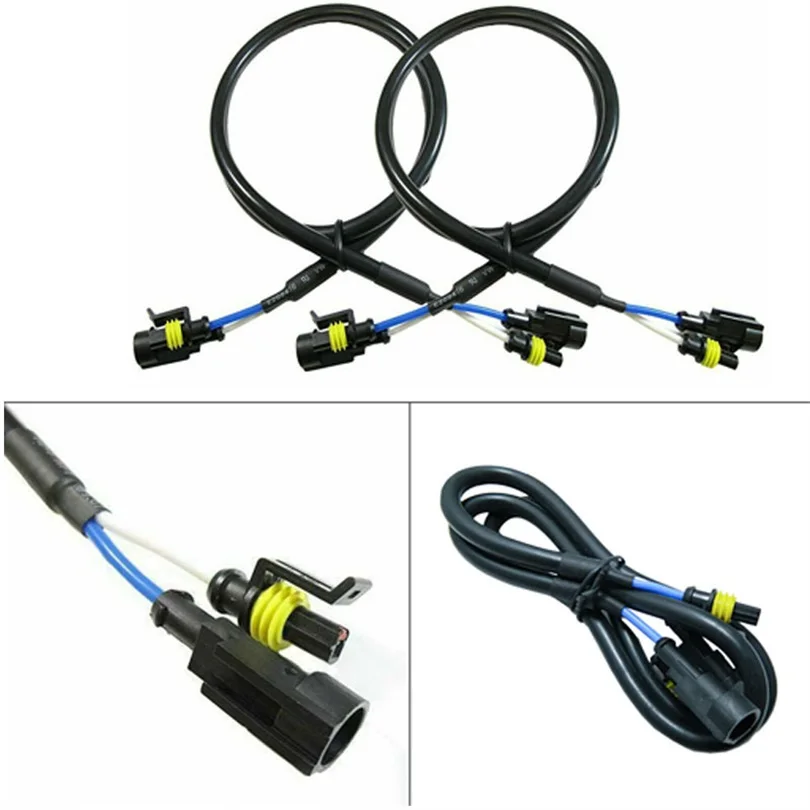 2Pcs 100cm High Voltage AMP Connectors Extension Reactors Wiring Cable HID Xenon Ballasts Relay Cable Wiring Harness