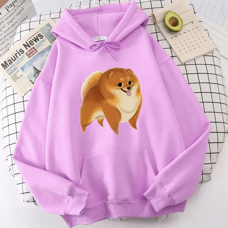 Cartoon Pomeranian Hoodie Printed Funny Dog Hoodies Men Women Sweatshirts Autumn Fashion Graphic Hoody Pullover Fleece Tops