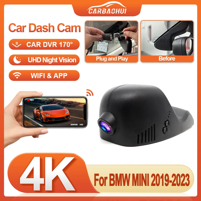 HD 4K 2160P Plug and Play Wifi Car DVR Video Recorder Dashcam For BMW MINI Countryman CLUBMAN F56 F55 F54 F57 F60 JCW 2019-2023