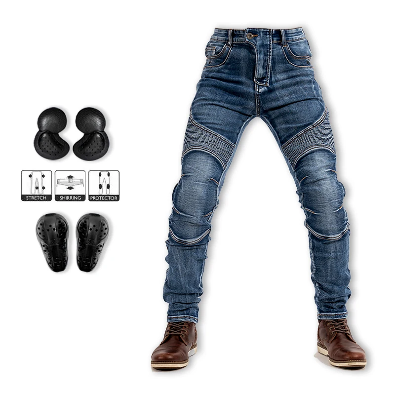 

Men Motorcycle jeans Kevlar Motorbike Pants Casual Motocross Riding Touring Knee Protectivemoto Trousers With Protective Gear