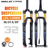 Nanlio X7PRO Horquillas de suspensión para bicicleta Horquilla de gas y aceite 120/140 mm Viaje 26/27, 5/29 pulgadas, aleación de aluminio de amortiguación y rebote, 1,75 kg