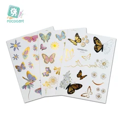 Rocooart Flash Metallic Waterproof Temporary Tattoo Gold Silver Tatoo Women Henna Butterfly Taty Design Tattoo Sticker