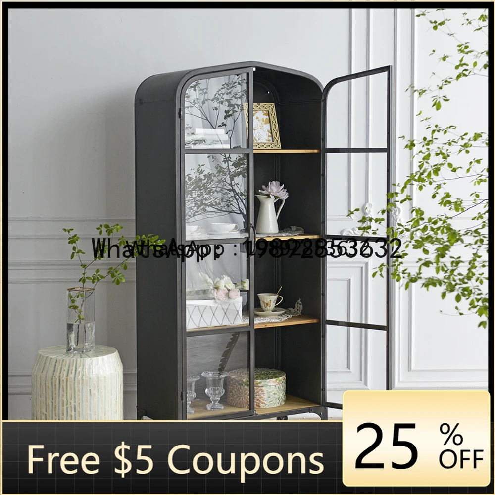 

Z1 Простой черный железный стеклянный шкаф-витрина для гостиной и кабинета, для хранения книг и фигурок